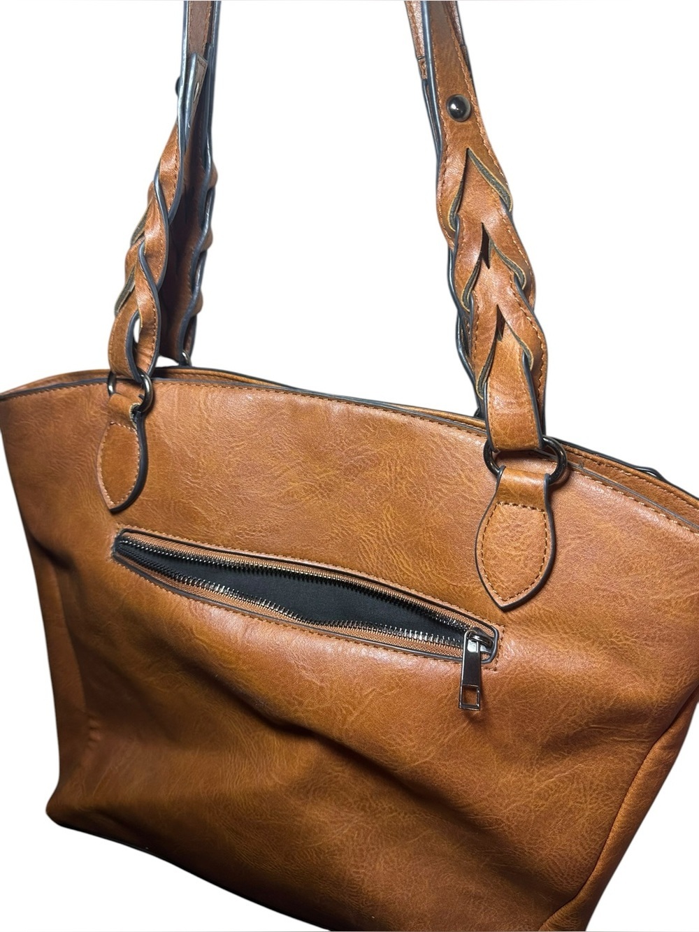 Sam & Hadley brown vegan leather hobo tote bag - Picture 5 of 9